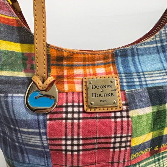 Dooney & Bourke Colorful Plaid Madras Shoulder Bag - Picture 4 of 9